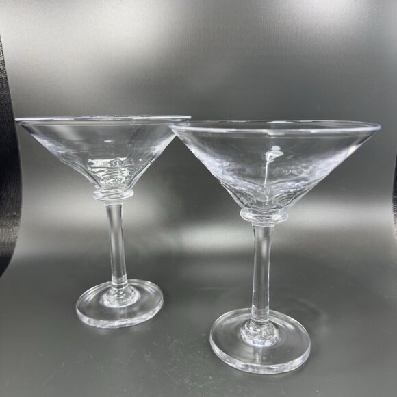 Simon Pearce Cavendish Clear Optic Hand Blown Glass Martini Glasses Cups Set 2 - Picture 16 of 16